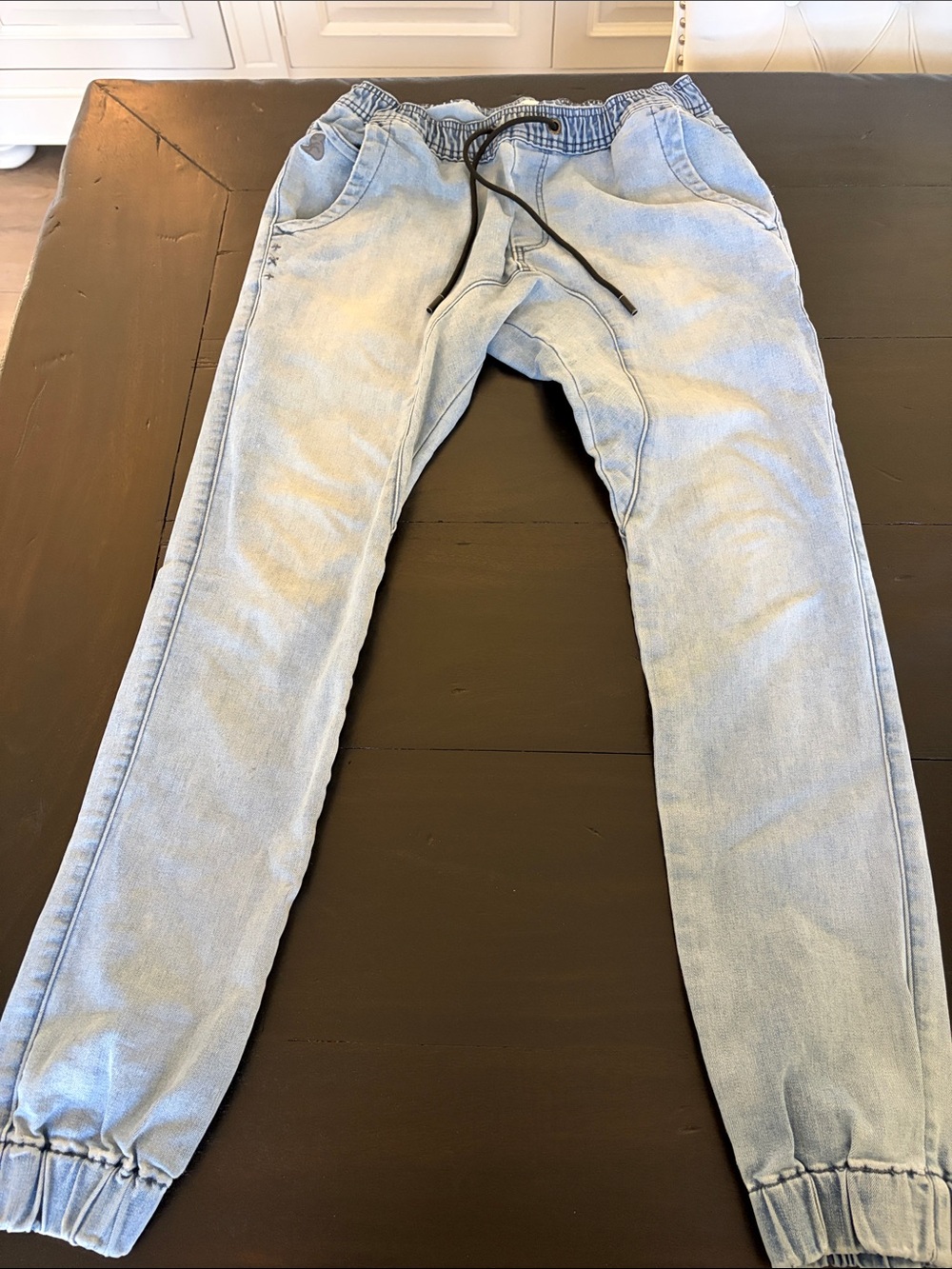 Men's Light Blue Denim Jogger Jeans - Casual Elastic Waist
